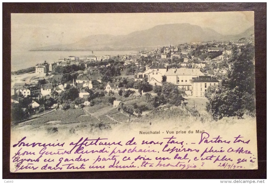 SUISSE - NEUCHATEL - VUE PRISE DU MAIL - PER  GENOVA  NEL 1900 - Neuchâtel