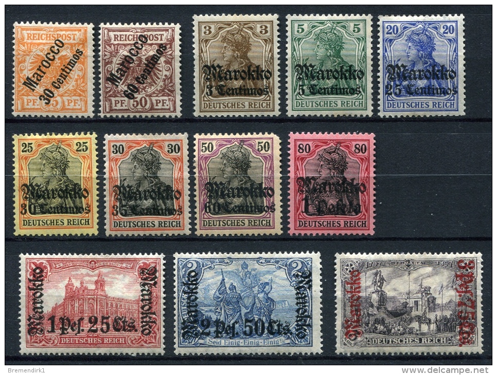 28083) MAROKKO - Lot Gefalzt Aus 1899-1911, 98.- € - Marocco (uffici)