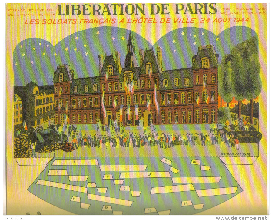 Carton à Découper "libération De Paris"les Soldats Français à L'hotel De Ville De Paris (24.08.1944) - Histoire