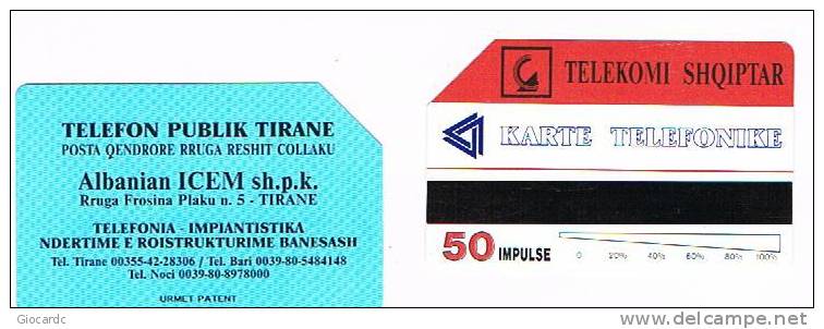 ALBANIA - TELEKOMI SHQIPTAR (URMET)   - 1994 ALBANIAN ICEM   - USED   -  RIF. 1485 - Albanie