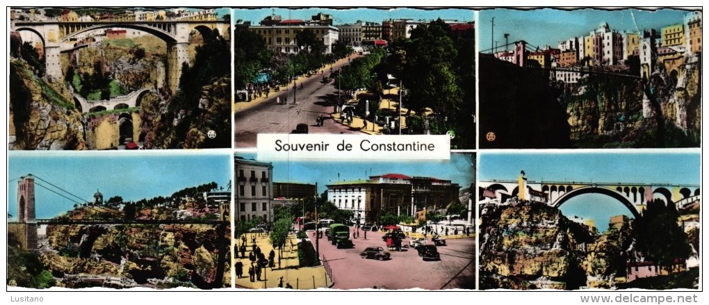 SOUVENIR DE CONSTANTINE 21,8 X 8.7 CMS LARGE CARD ALGERIE (2 SCANS) - Konstantinopel