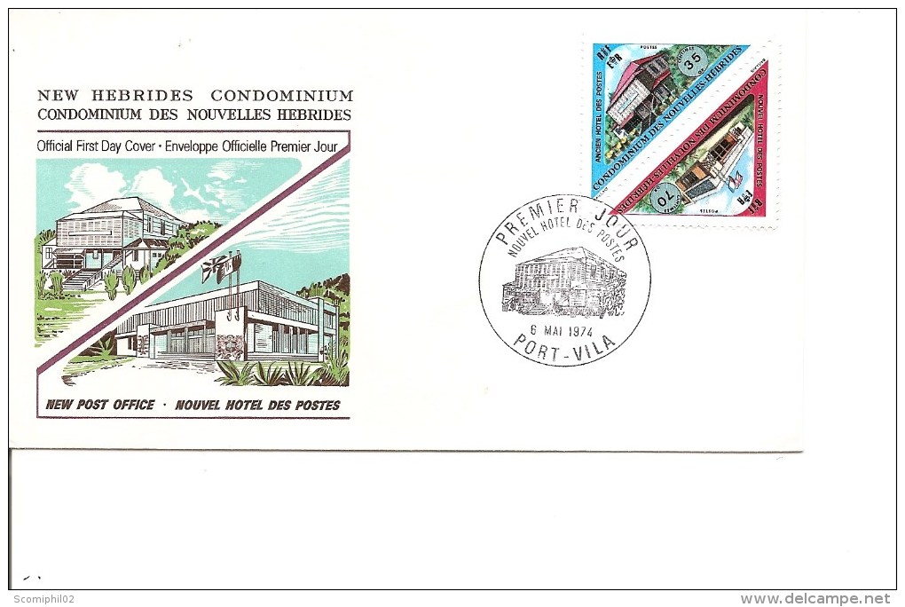 Nouvelles -Hébrides -Hotel Des Postes ( FDC De 1974 à Voir) - Brieven En Documenten