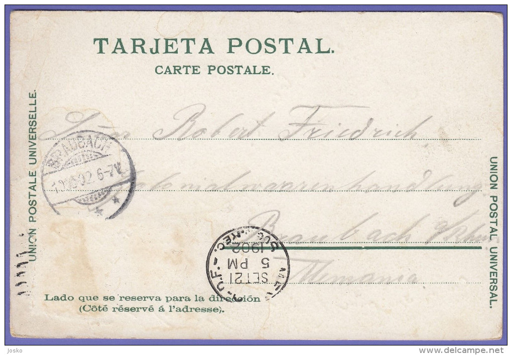 GENERAL DON PORFIRIO DIAZ PRESIDENTE .... Mexico Vintage Patriotic Postcard * LITHO * Travelled 1902. - Mexico