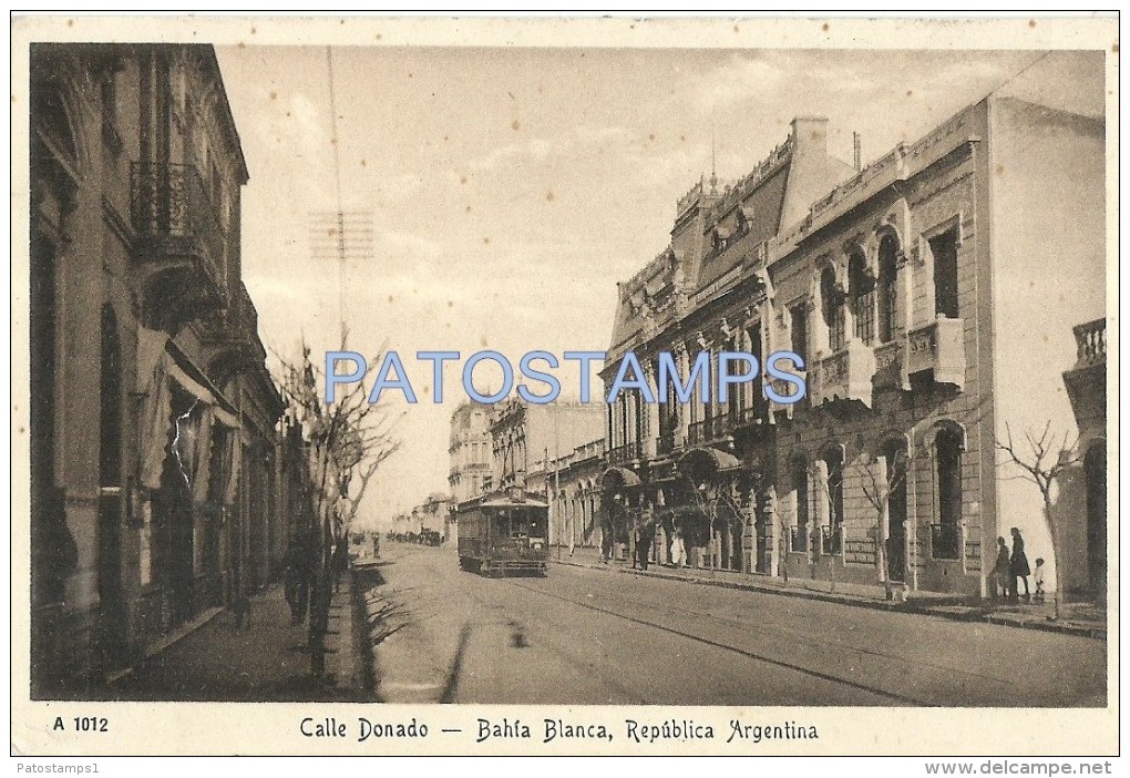 10228 ARGENTINA BAHIA BLANCA BS AS STREET CALLE DONADO & TRAMWAY TRANVIA  POSTAL POSTCARD - Argentinië