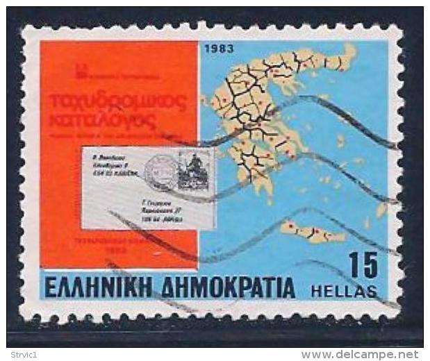 Greece, Scott # 1452 Used Postal Code Inauguration,Cover, Map, 1983 - Used Stamps