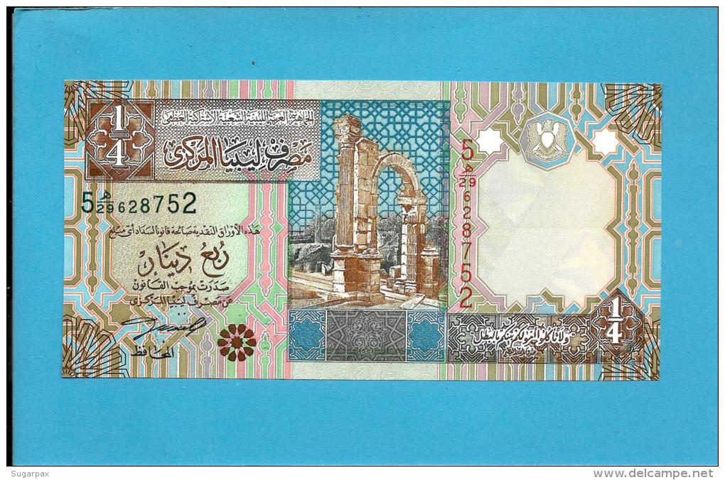 LIBYA - 1/4 Dinar - ( 2002 ) - P 62 -  UNC. - Sign. 4 - Series 5 -  See 2 Scans - Libye