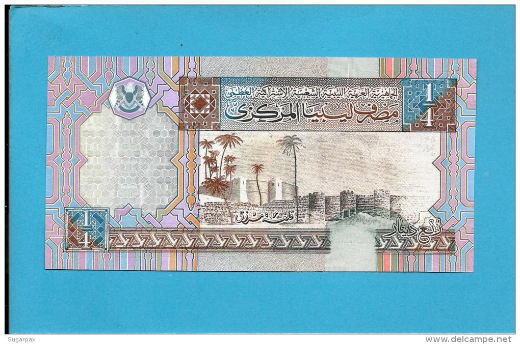 LIBYA - 1/4 Dinar - ( 2002 ) - P 62 -  UNC. - Sign. 4 - Series 5 -  See 2 Scans - Libië