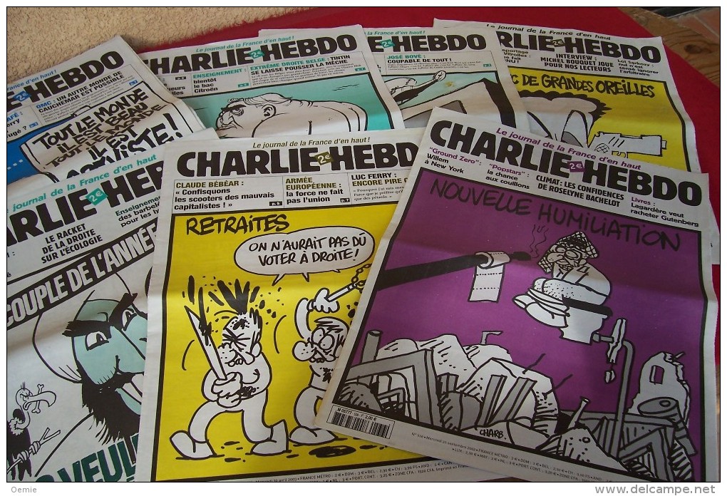 LOT DE 7 CHARLIE HEBDO  °° PETIT PRIX °°  TOUS AVEC DES  PROBLEMES VOIR DETAIL DANS LES DESCRIPTION - Wholesale, Bulk Lots