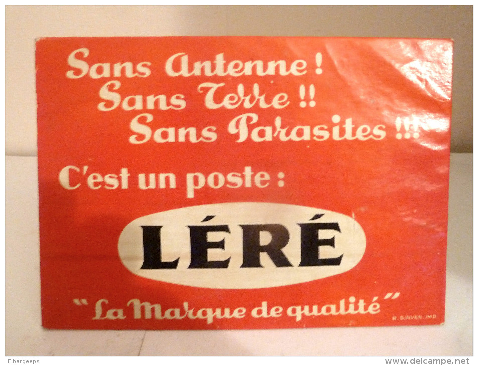 Rare - Publicité Sur Carton Pour Poste Radio Élecctrique  " Léré "   ( 2 Scans ) - Andere & Zonder Classificatie