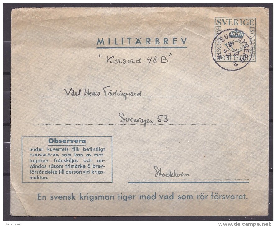 SwedenMilitary1942: Cover Used - Militärmarken