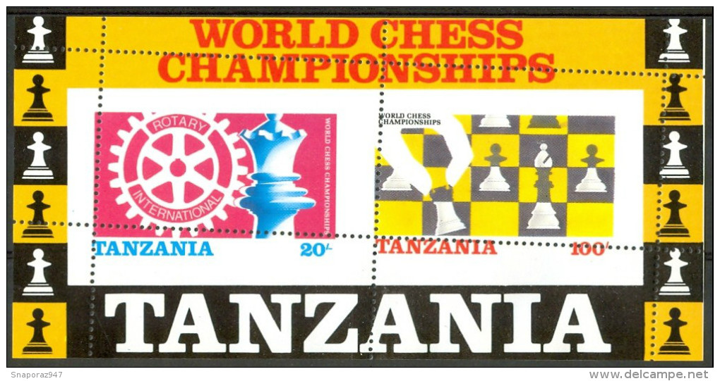 1986 Tanzania Campionato Mondiale Di Scacchi World Championship Of Chess Echecs Block MNH** Variety -Zz8 - Fehldrucke