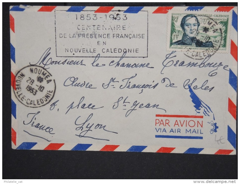 FRANCE-NOUVELLE CALEDONIE- Enveloppe De Nouméa Pour Lyon En 1953 Aff Plaisant à Voir     P5979 - Brieven En Documenten