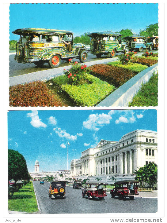 Pillpinas - Philippines - 2 Cards - Manila - Jeepneys Cars - Legislative Building - Philippinen