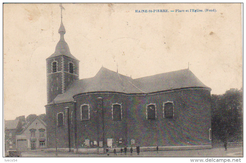 1921  Haine Saint Pierre  " Place De L'Eglise "  ( Fond ) Mons .... - Mons