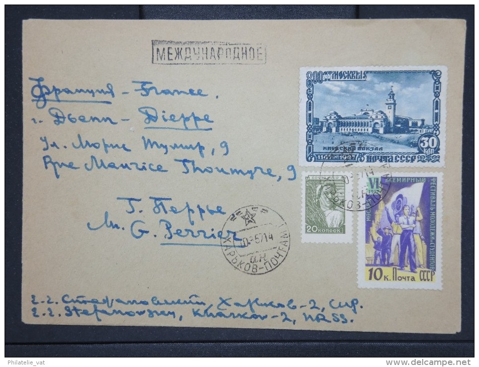 RUSSIE-Enveloppe  Pour Dieppe En 1957  Affranchissement Plaisant    à Voir P5993 - Storia Postale