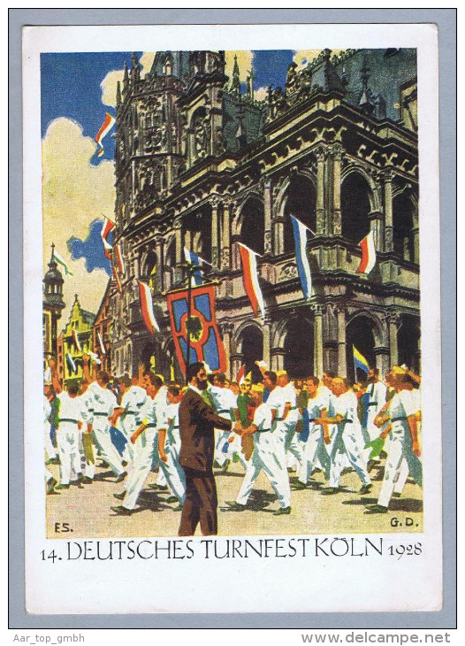 AK MOTIV SPORT Turnfest Köln 1928 Kunstdruck ES.Ziegler - Plongeon