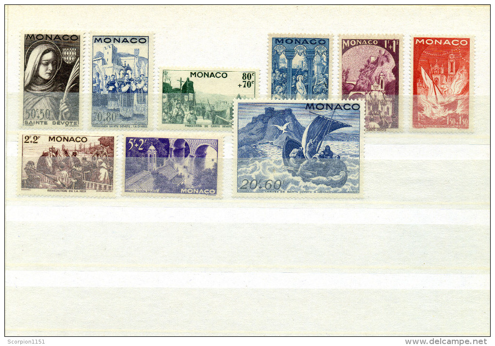 MONACO - Collection Includes Sets & Min. Sheets From 1940-1995 **MNH** CV +820 Euros. - Colecciones (sin álbumes)