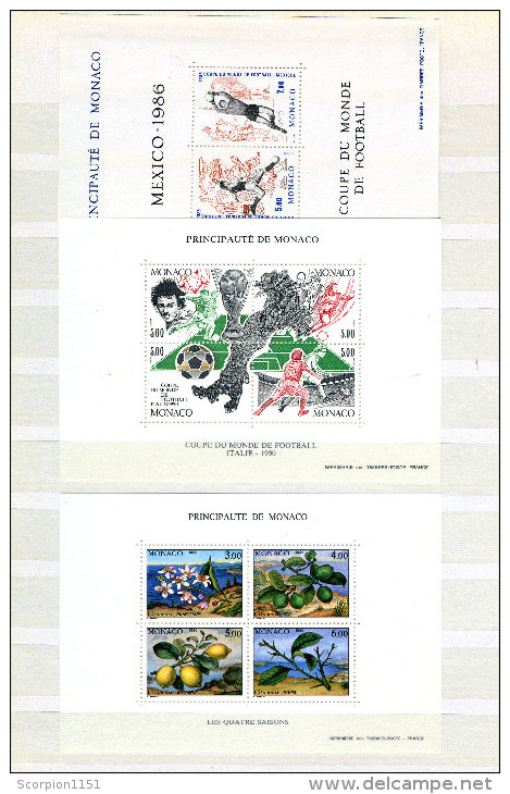 MONACO - Collection includes sets & min. Sheets from 1940-1995 **MNH** CV +820 euros.