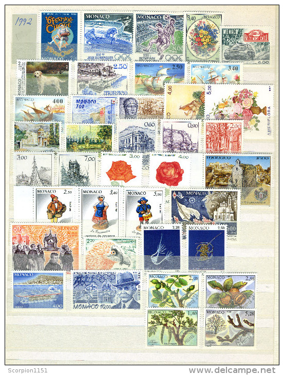 MONACO - Collection includes sets & min. Sheets from 1940-1995 **MNH** CV +820 euros.