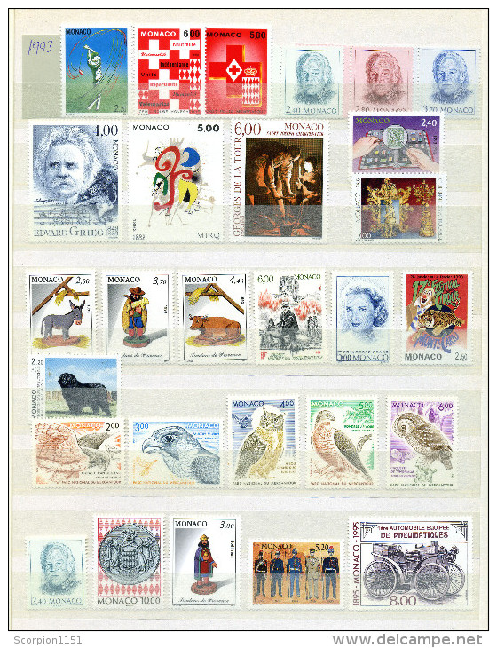 MONACO - Collection includes sets & min. Sheets from 1940-1995 **MNH** CV +820 euros.