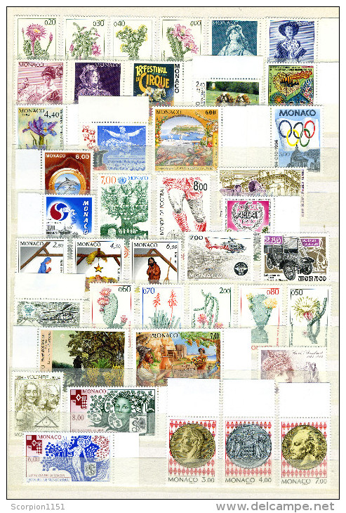 MONACO - Collection includes sets & min. Sheets from 1940-1995 **MNH** CV +820 euros.