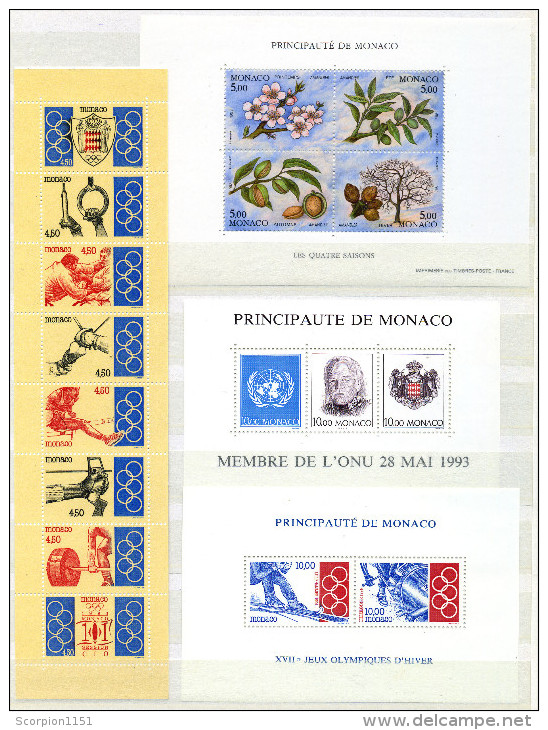 MONACO - Collection includes sets & min. Sheets from 1940-1995 **MNH** CV +820 euros.