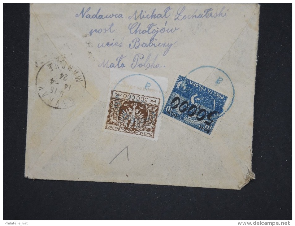 POLOGNE-Enveloppe Pour La France       Jolie Oblitération En Bleu Au Verso   En 1924    à Voir  P6021 - Briefe U. Dokumente