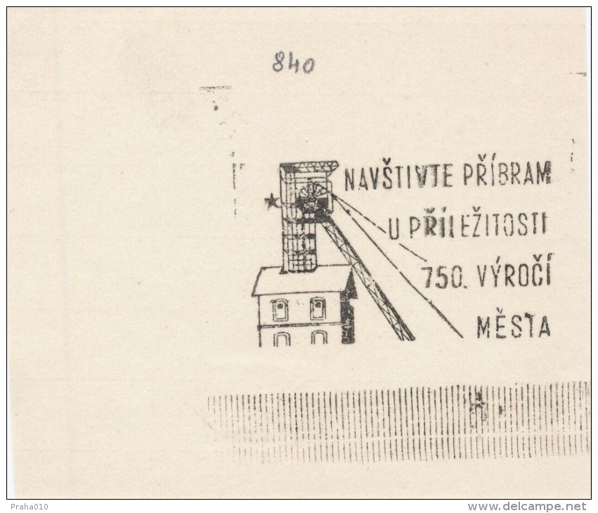 J2161 - Czechoslovakia (1945-79) Control Imprint Stamp Machine (R!): Visit Pribram On The Occasion Of The 750th Annive.. - Proofs & Reprints