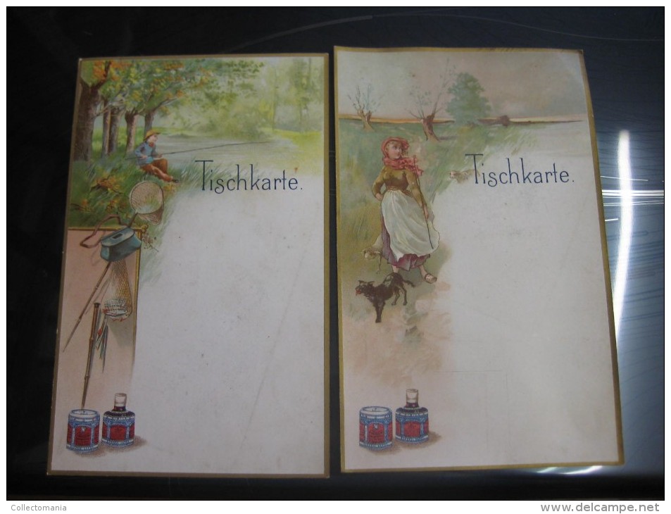 Bouillon CIBILS 6 MENU Cards Before 1914 Cartes Fishing RARE Chromo Litho Meat Extract Vissen - Liebig