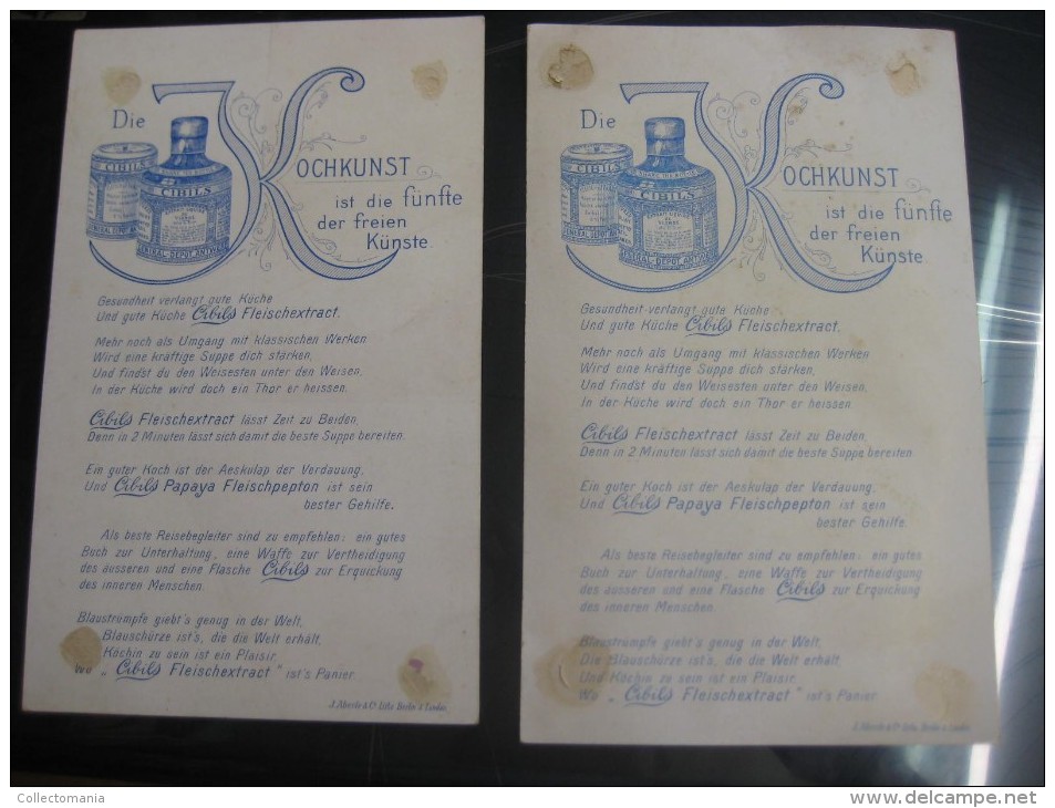 Bouillon CIBILS 6 MENU Cards Before 1914 Cartes Fishing RARE Chromo Litho Meat Extract Vissen - Liebig