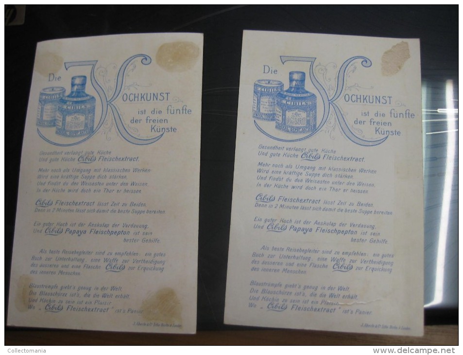 Bouillon CIBILS 6 MENU Cards Before 1914 Cartes Fishing RARE Chromo Litho Meat Extract Vissen - Liebig