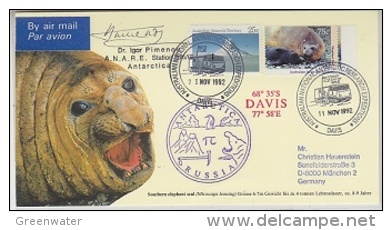 AAT 1992 Davis Postcard  Ca Antarctica Russia, Signature Dr. Igor Pimeno (22221) - Brieven En Documenten