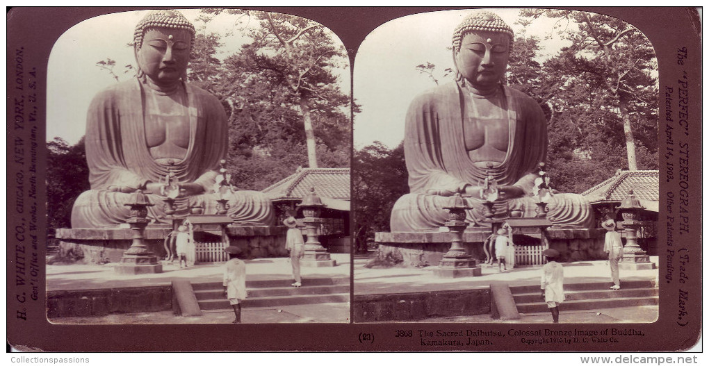 Photo Stéréoscopique - Japon - Colossal Buddha. Kamakura - - Photos Stéréoscopiques