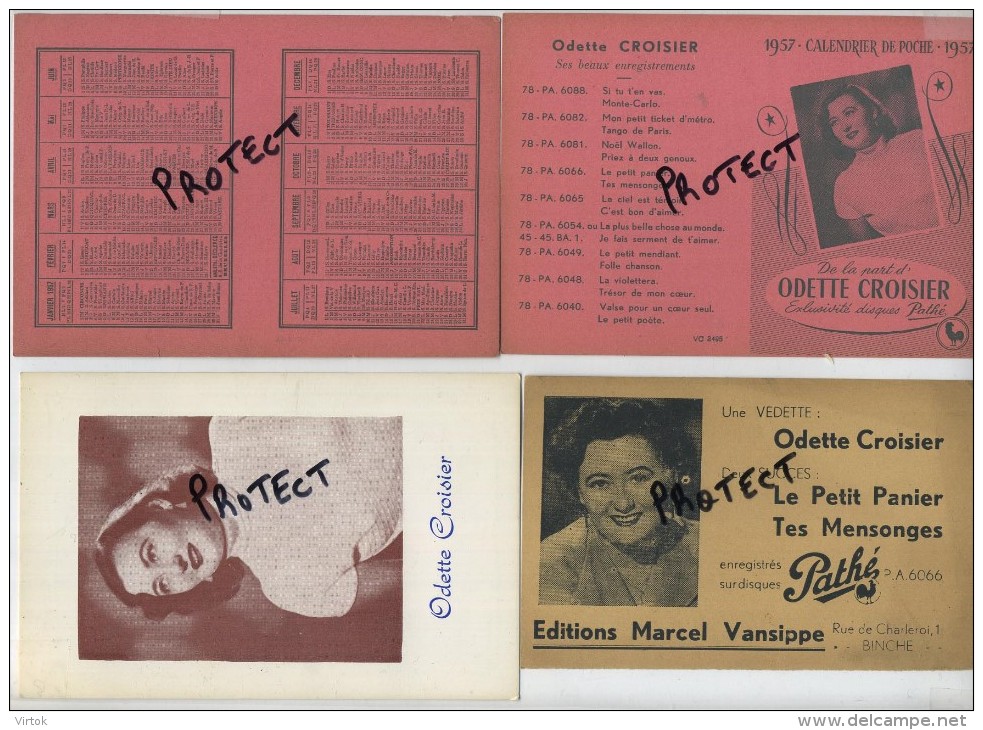 Binche ; Odette Croisier ( Cinéma ) Calendrier 1957 De Poche ( 3 Items ) - Autres & Non Classés