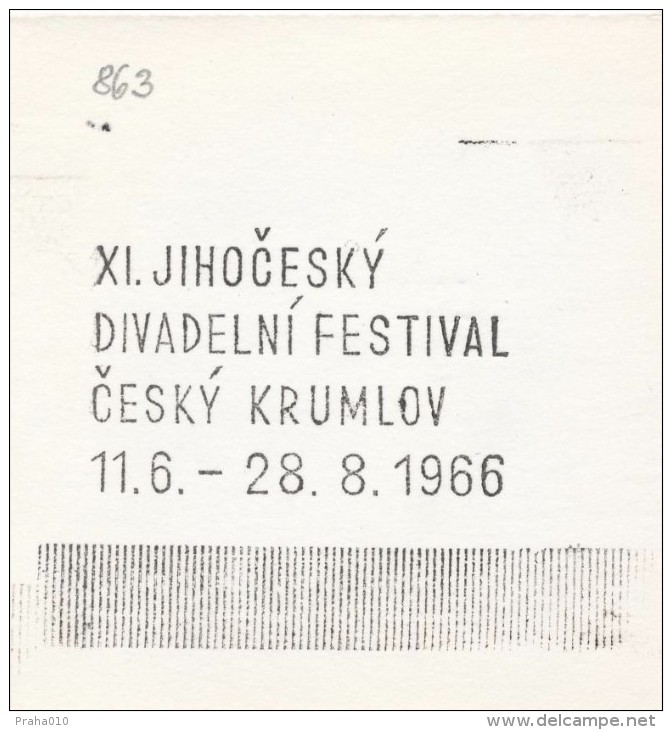 J2198 - Czechoslovakia (1945-79) Control Imprint Stamp Machine (R!): XI. Southern Bohemia Theatre Festival 1966 - Probe- Und Nachdrucke