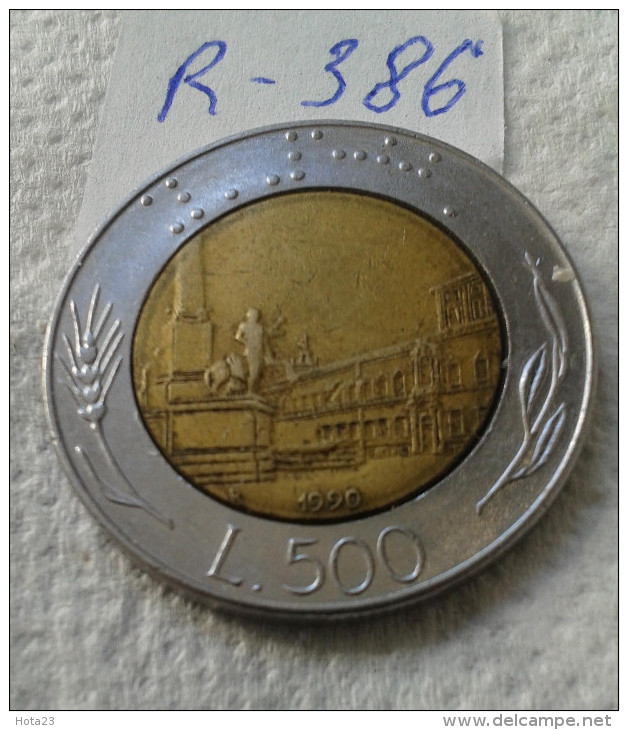 ITALIE ITALY 500 LIRE 1990 Bimétal Circ Coin (lot - 386 ) - 500 Liras