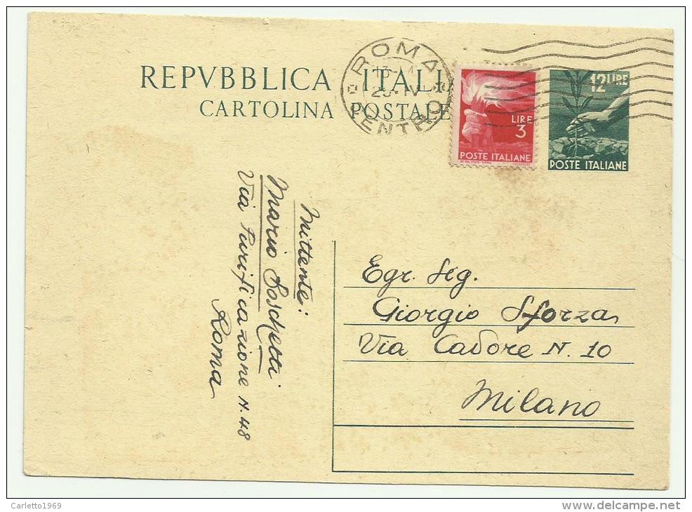 Cartolina Postale  Affrancata Lire 3 - Storia