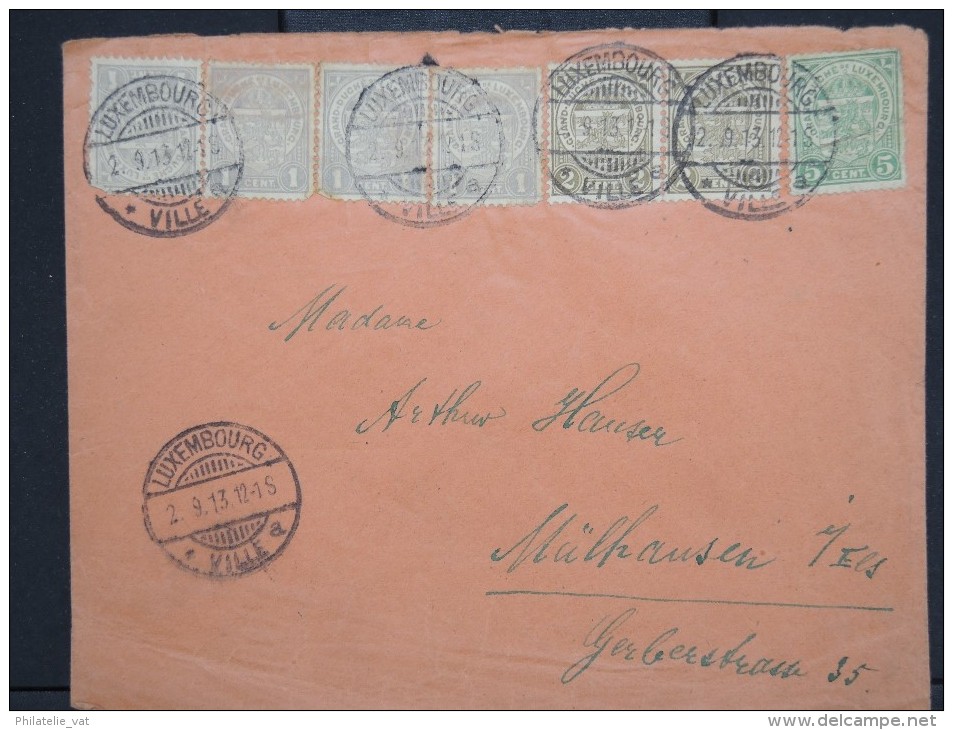 LUXEMBOURG-Enveloppe Pour Mulhouse En 1913  Aff Tricolore    à Voir  P6073 - 1907-24 Abzeichen