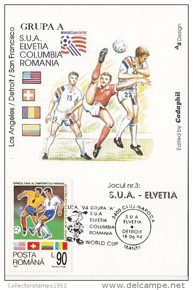 21060- USA'94 SOCCER WORLD CUP, USA- SWITZERLAND GAME, MAXIMUM CARD, 1994, ROMANIA - 1994 – USA
