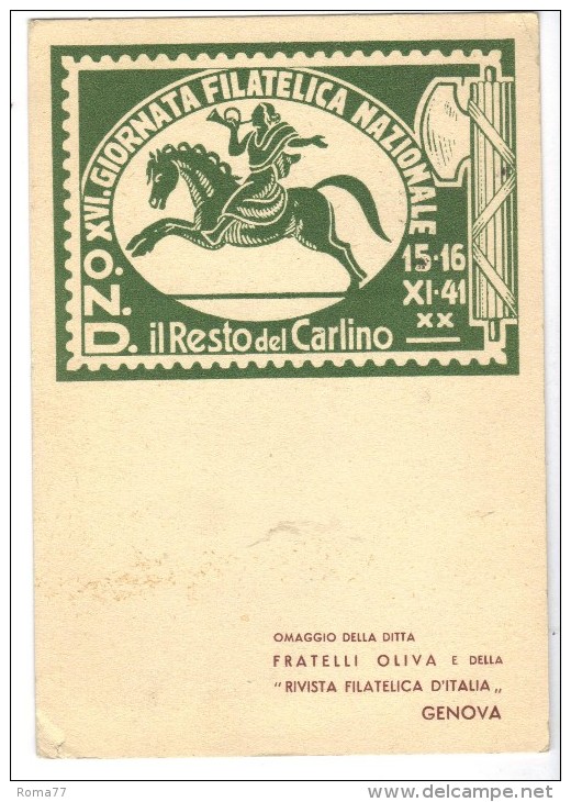 VOL469A - REGNO , Giornata Filatelica Nazionale E Resto Del Carlino 15.11.1941 - Storia Postale