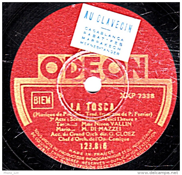 78 Trs  30 Cm  état TB  Ninon VALLIN  DI MAZZEI  WERTHER  "C'est Pour Toi Que La Mort M"était Triste" "Voici L'heure" - 78 Rpm - Schellackplatten