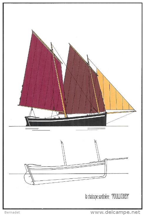 LE POULIGUEN .... LA CHALOUPE SARDINIERE POULLIGWEN ... DESSIN DE LOIC GUIDON - Le Pouliguen