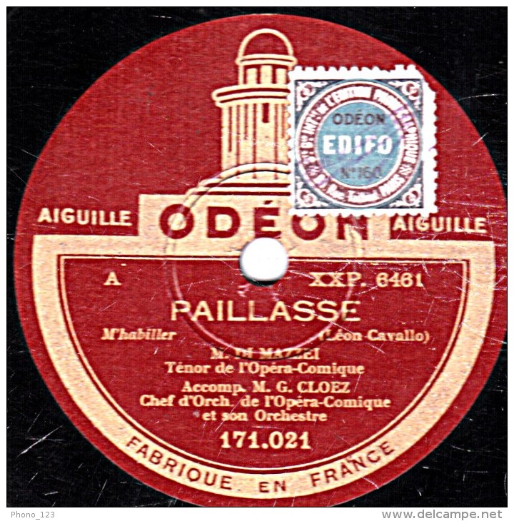 78 Trs - 30 Cm - état TB - DI MAZZEI - PAILLASSE  M'habiller - AIDA   O Céleste Aîda - 78 Rpm - Schellackplatten