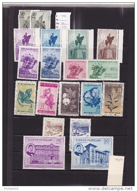 TURQUIE  NICE COLLECTION STAMPS MINT (99% MNH**)  BOUGHT 1500 FRANCS  IN 1997 (230 EUROS) - Verzamelingen & Reeksen