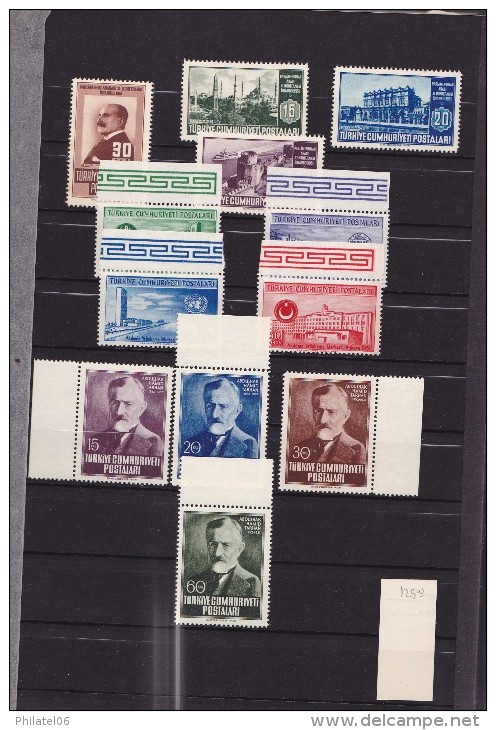 TURQUIE  NICE COLLECTION STAMPS MINT (99% MNH**)  BOUGHT 1500 FRANCS  IN 1997 (230 EUROS) - Verzamelingen & Reeksen