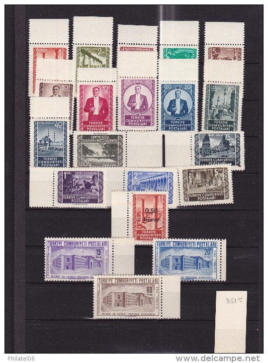 TURQUIE  NICE COLLECTION STAMPS MINT (99% MNH**)  BOUGHT 1500 FRANCS  IN 1997 (230 EUROS) - Collections, Lots & Series