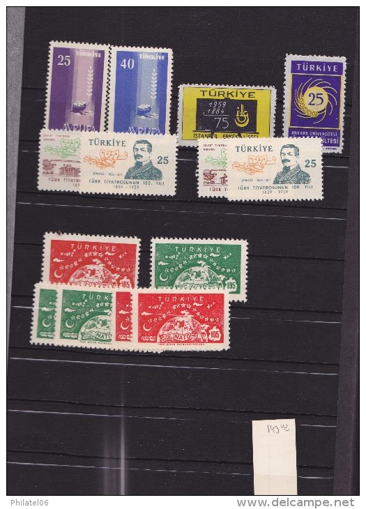 TURQUIE  NICE COLLECTION STAMPS MINT (99% MNH**)  BOUGHT 1500 FRANCS  IN 1997 (230 EUROS)