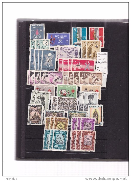 TURQUIE  NICE COLLECTION STAMPS MINT (99% MNH**)  BOUGHT 1500 FRANCS  IN 1997 (230 EUROS)