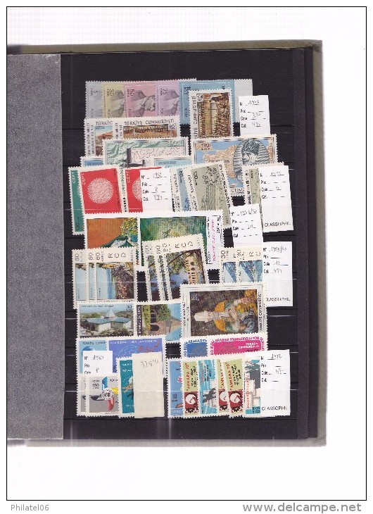 TURQUIE  NICE COLLECTION STAMPS MINT (99% MNH**)  BOUGHT 1500 FRANCS  IN 1997 (230 EUROS)