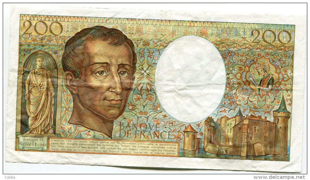 Dd France 200 Francs "" MONTESQUIEU "" 1984 # 9 - 200 F 1981-1994 ''Montesquieu''